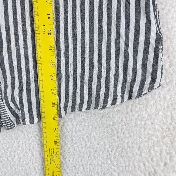 Jane + Delancey Gray Striped Button-Up Shirt Womens Long Sleeve Plus Size 1X - Picture 9 of 16